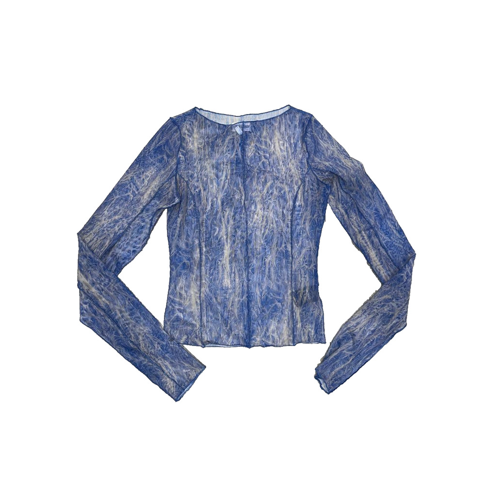 WEEKDAY PRINTED Y2K LONG SLEEVE MESH TOP Blue Small A003693